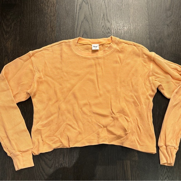 Aritzia Waffle Sweaters XXS - Orange and Yellow Waffle Crop. Selling as a set. - Picture 2 of 4